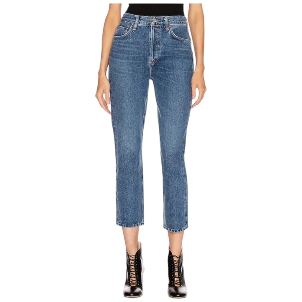 Agolde Riley High Rise Straight Crop Jeans in Air Blue